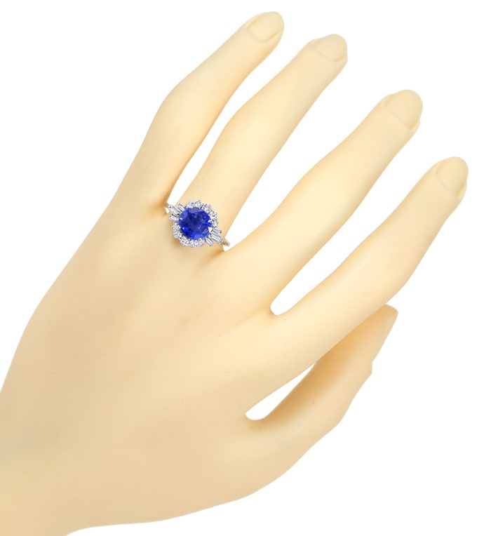 Foto 4 - Blauer 1A Saphir mit Diamanten in Weißgold-Ring, R9475