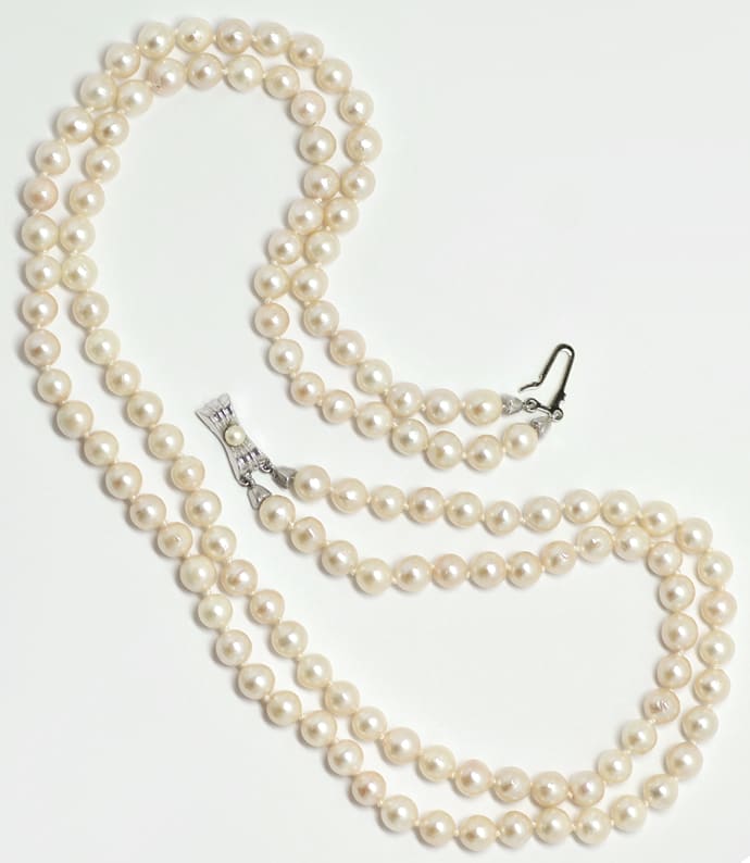 Foto 4 - Nobles Perlencollier zweireihig mit Schleifen-Goldschloß, S2108