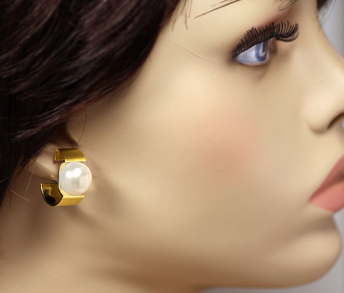 Foto 2 - Modische Ohrringe mit riesigen Perlen in 18K Gelbgold, S2354