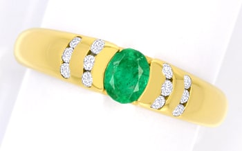 Foto 1 - Modischer Gelbgoldbandring Smaragd Brillanten, S5562