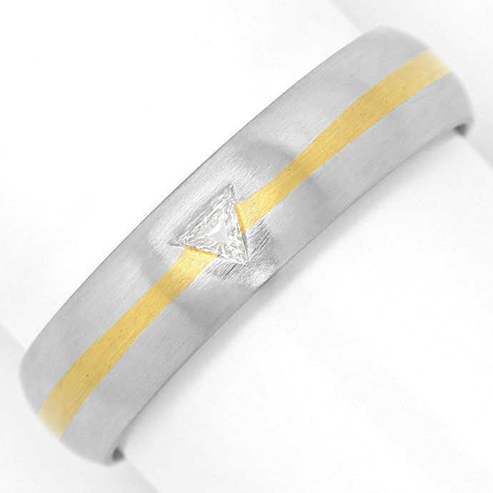 Foto 2 - Ring mit 0,07ct River Triangel Diamant, Platin und Gold, S9070